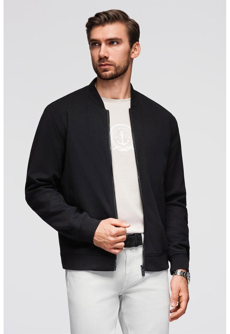 Jacheta regular fit cu model uni - Negru