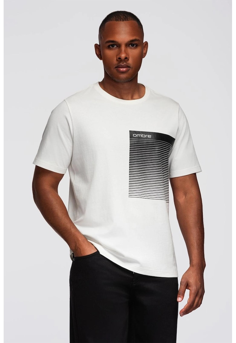 Tricou din bumbac cu imprimeu grafic - Alb