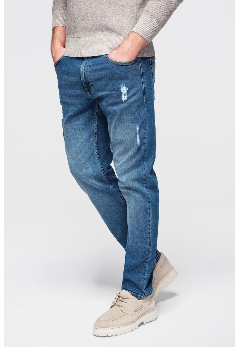 Blugi slim fit cu detalii deteriorate