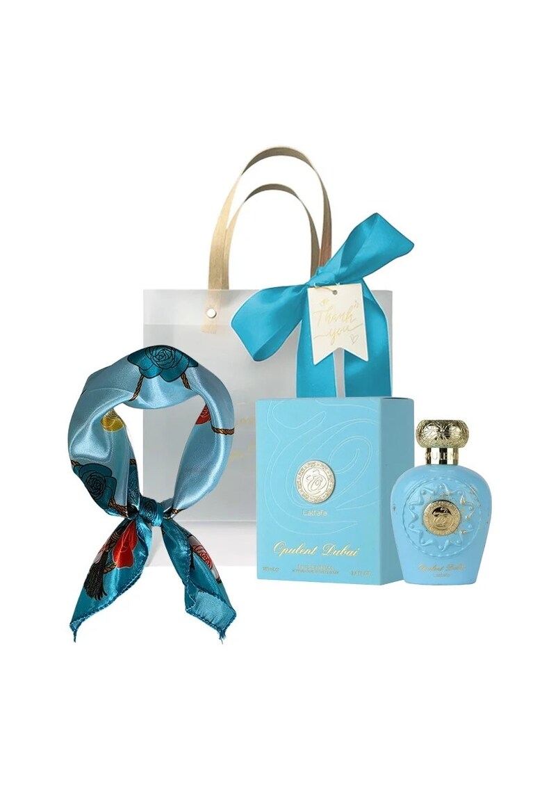 Set Apa de Parfum Opulent Dubai Unisex - 100 ml - Esarfa satinata - Punga