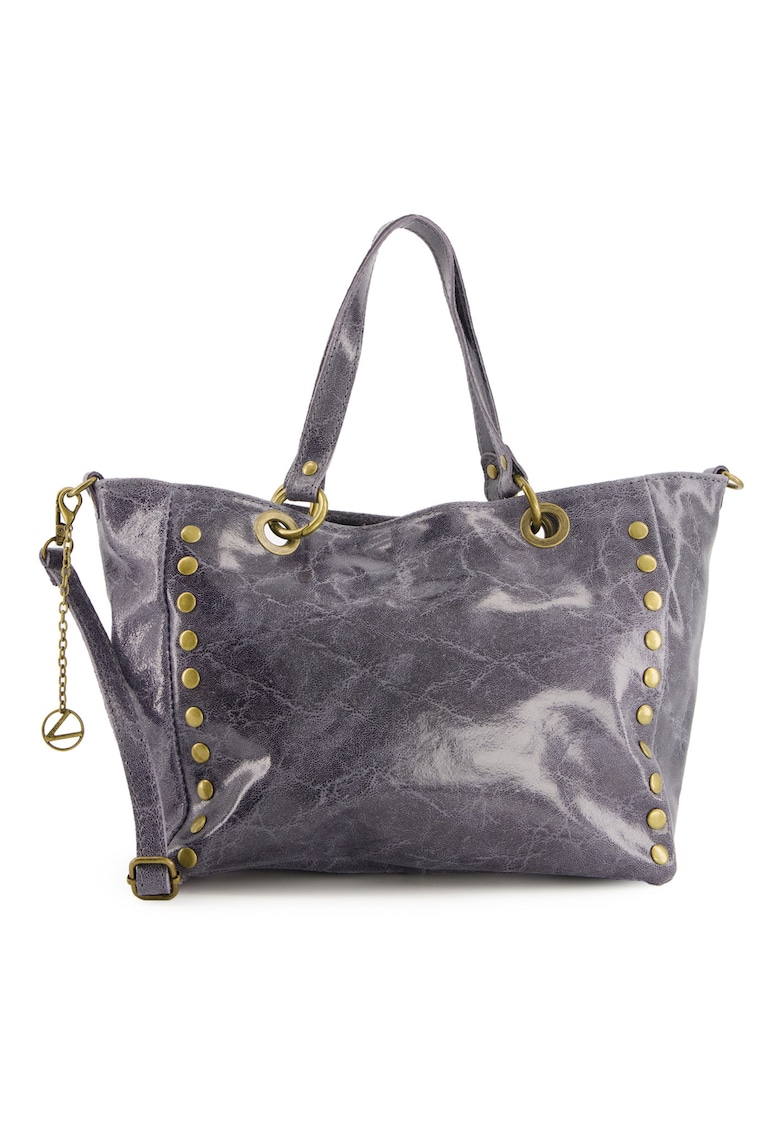 Geanta shopper din piele naturala cu capse decorative aplicate