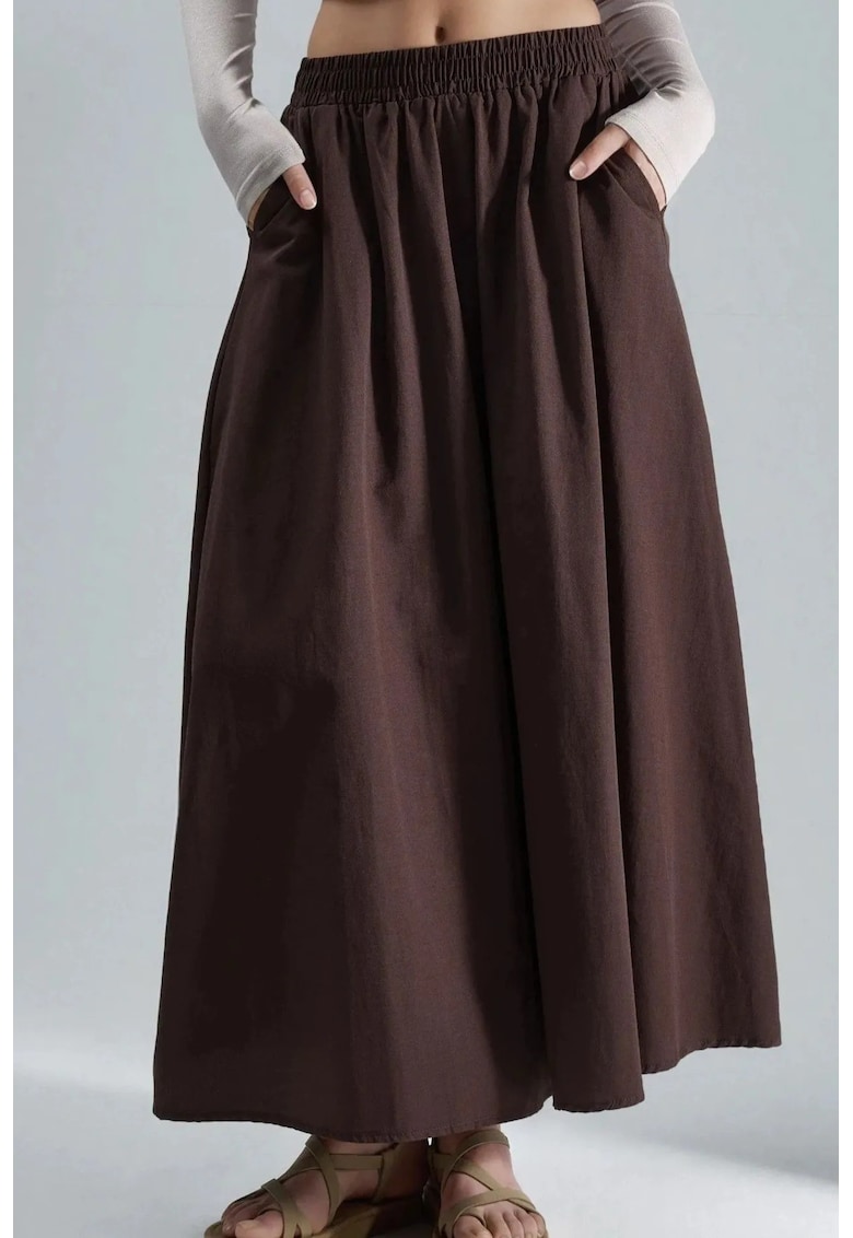 Fusta maxi talie maro - bumbac/poliester - Maro nuc