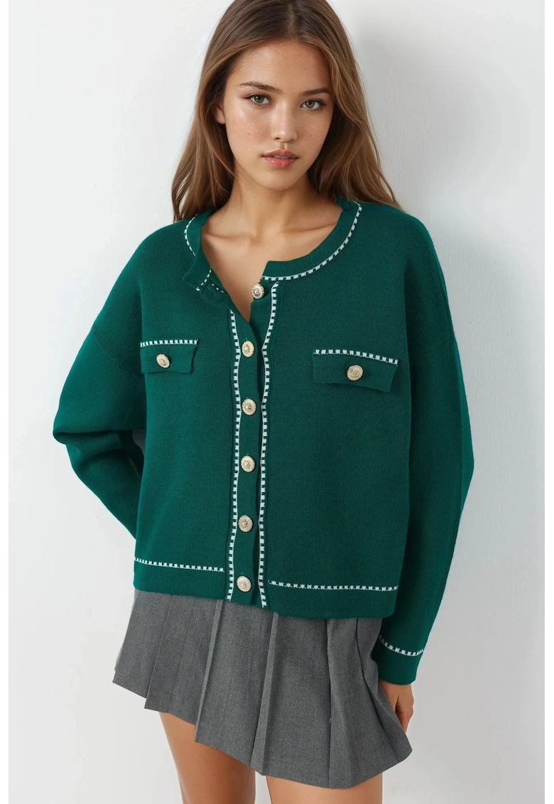 Cardigan dama - Verde - Tricot - One Size