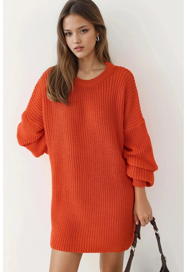 Pulover dama - Portocaliu - Tricot - One Size