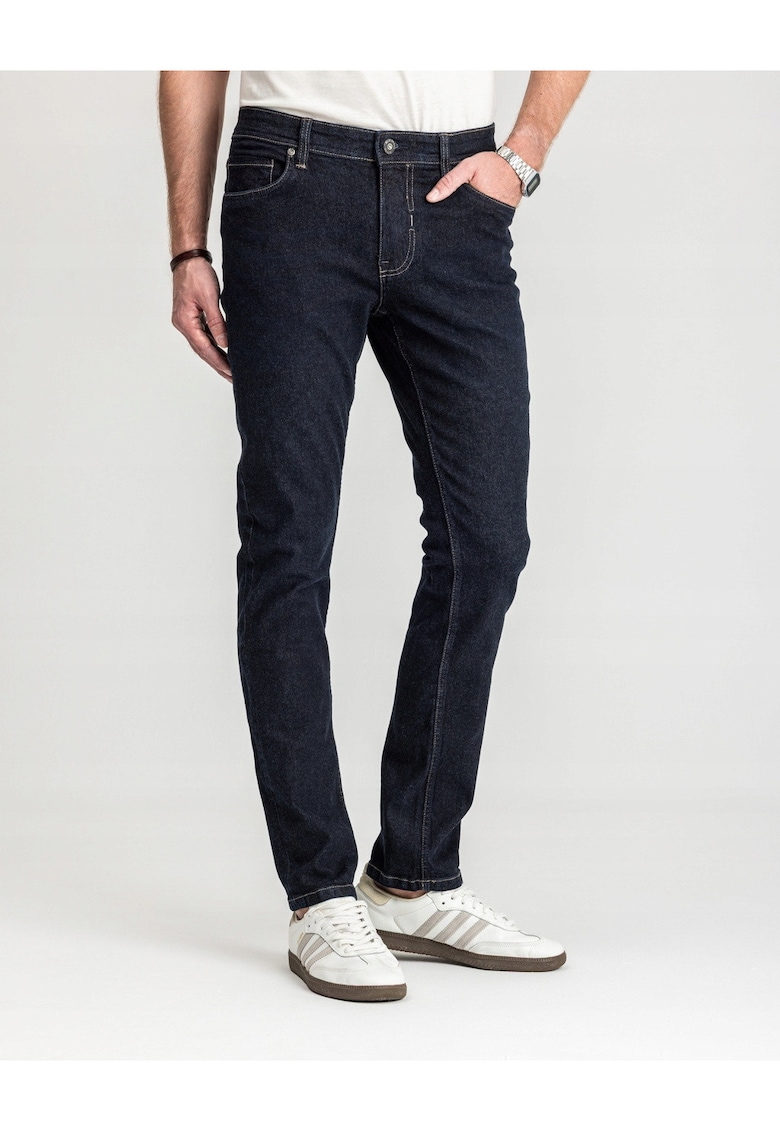 Blugi Barbati - Felix - Straight Fit - Talie Medie - Fermoar - Lungi - 5 Buzunare - Bumbac - Elastan - Albastru