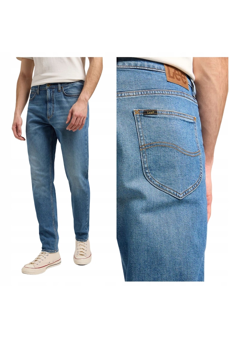 Blugi Barbati - Austin - Slim Fit - Talie Medie - Lungi - Fermoar - 5 Buzunare - Bumbac - Albastru