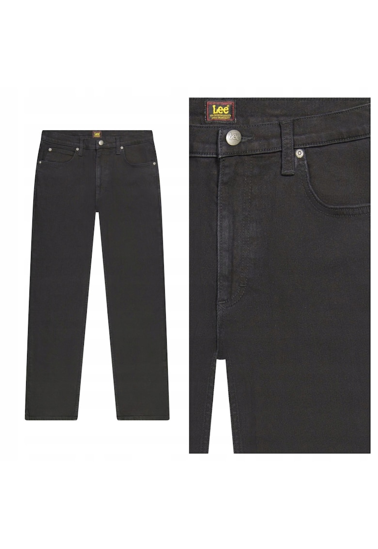 Blugi Barbati - West - Loose Fit - Talie Medie - 5 Buzunare - Fermoar - Lungi - Bumbac - Negru - Negru