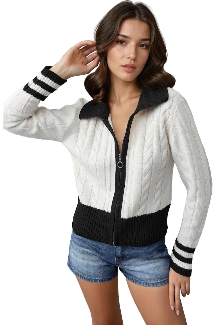 Cardigan dama - Alb - Tricot - One Size