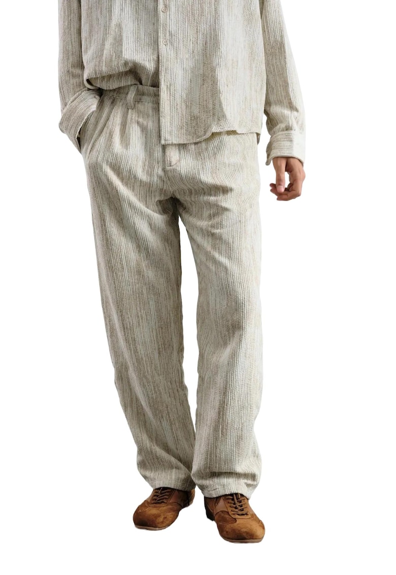 Pantaloni barbati - texturati - bej - Bej Natural