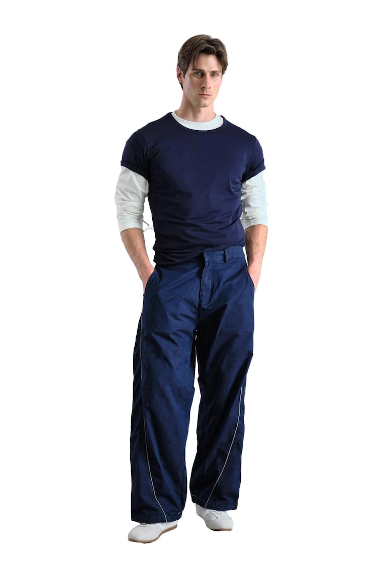Pantaloni barbati - drepti - croiala larga - bleumarin - bumbac