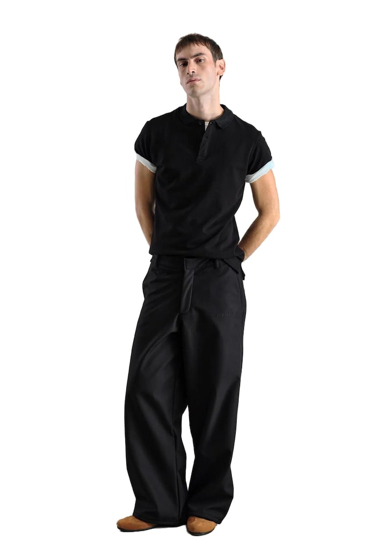 Pantaloni barbati - Baggy Fit - croiala larga - negru - poliester-bumbac
