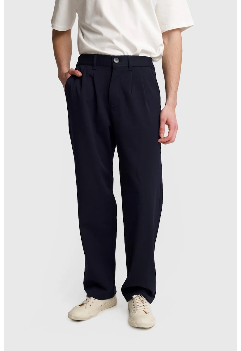 Pantaloni barbati - cu pliuri - bleumarin - poliester