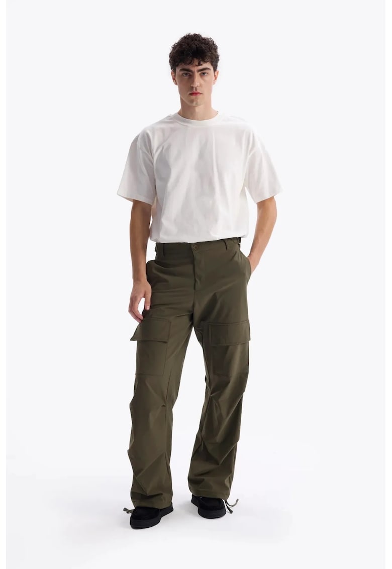 Pantaloni barbati - Regular Fit - Kaki - cu buzunare - bumbac/poliester -