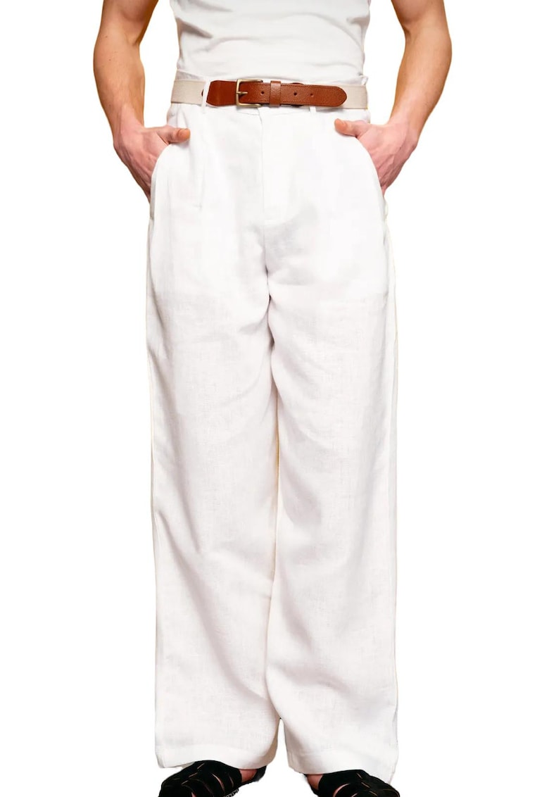 Pantaloni barbati - Regular Fit - alb - 100% in