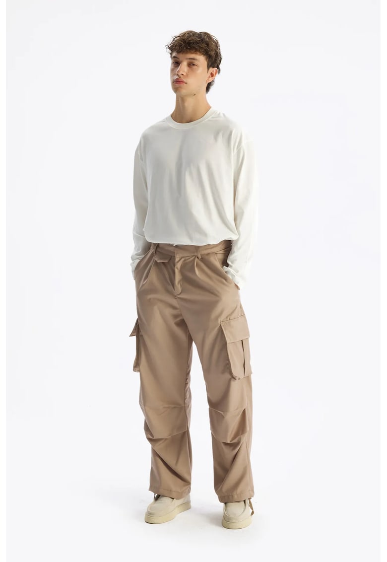 Pantaloni barbati - Regular Fit - bej - poliester-viscoza