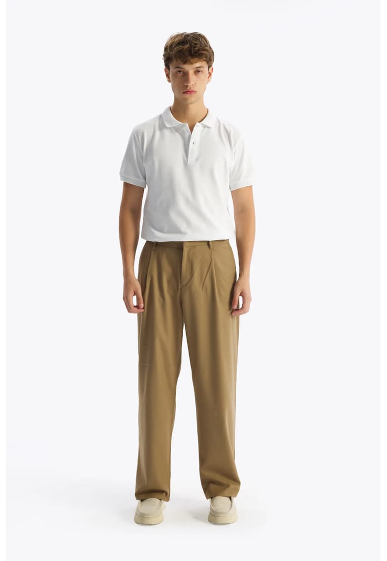 Pantaloni barbati - talie medie - croiala dreapta - bej - poliester-lycra-viscoza