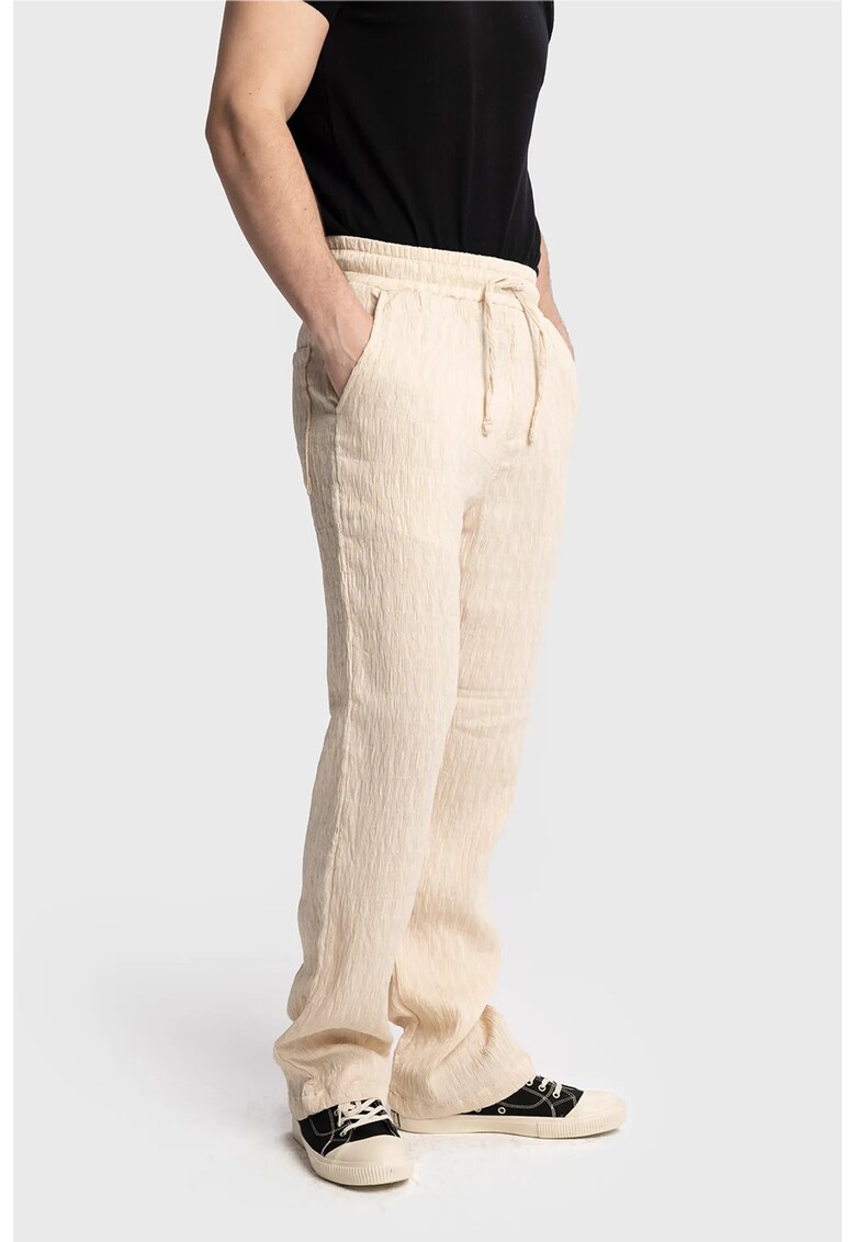 Pantaloni barbati - texturati - regular fit - bej - poliester