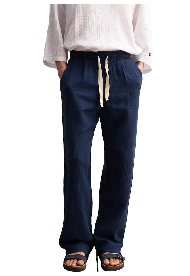 Pantaloni barbati - croiala relaxata - bleumarin - bumbac texturat
