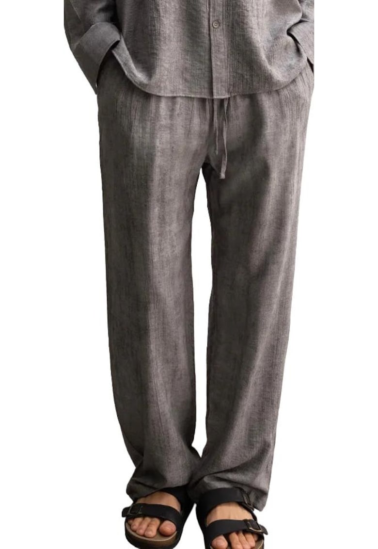 Pantaloni barbati - Relaxed Fit - picior drept - gri carbune - poliester