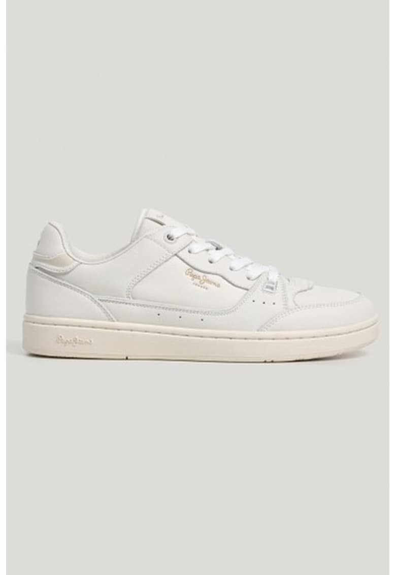 Pantofi sport low-cut de piele cu logo - Alb