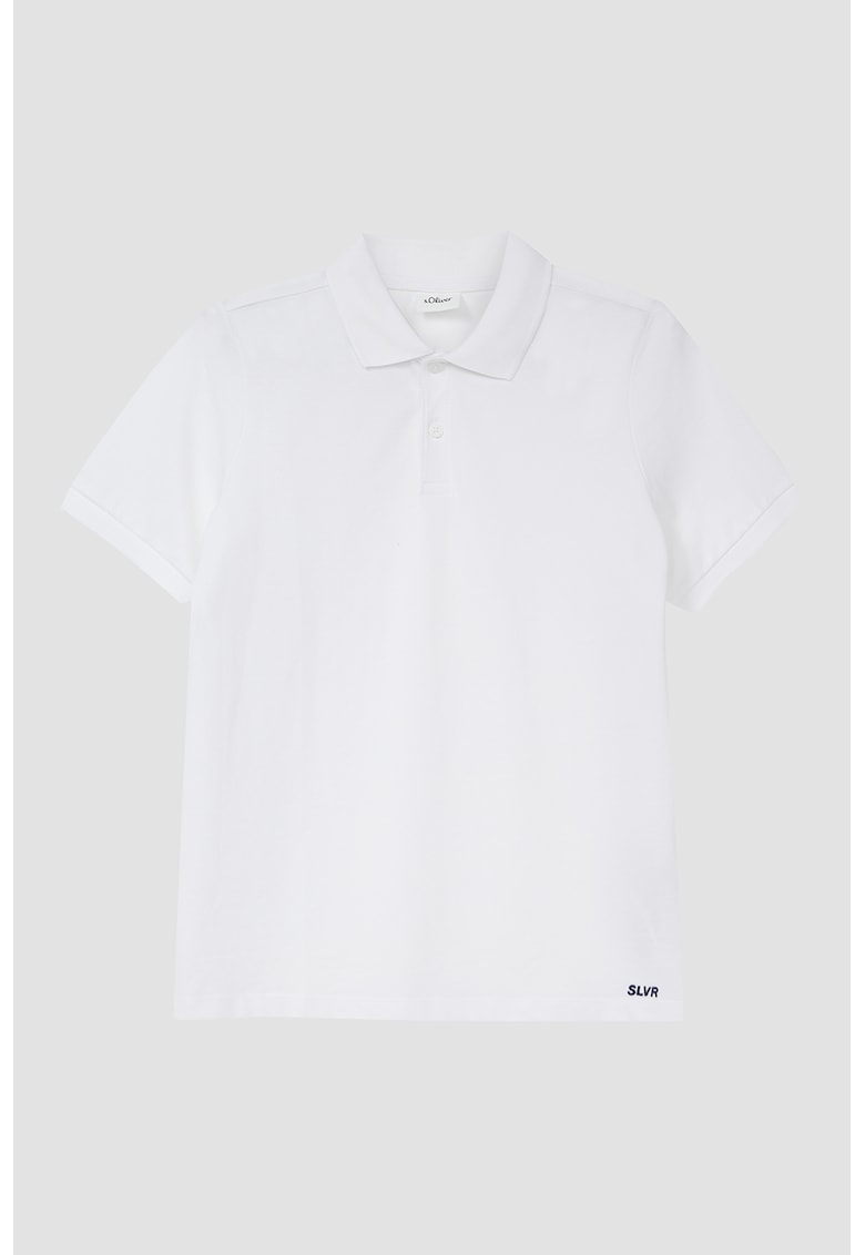 Tricou polo cu model uni - Alb optic