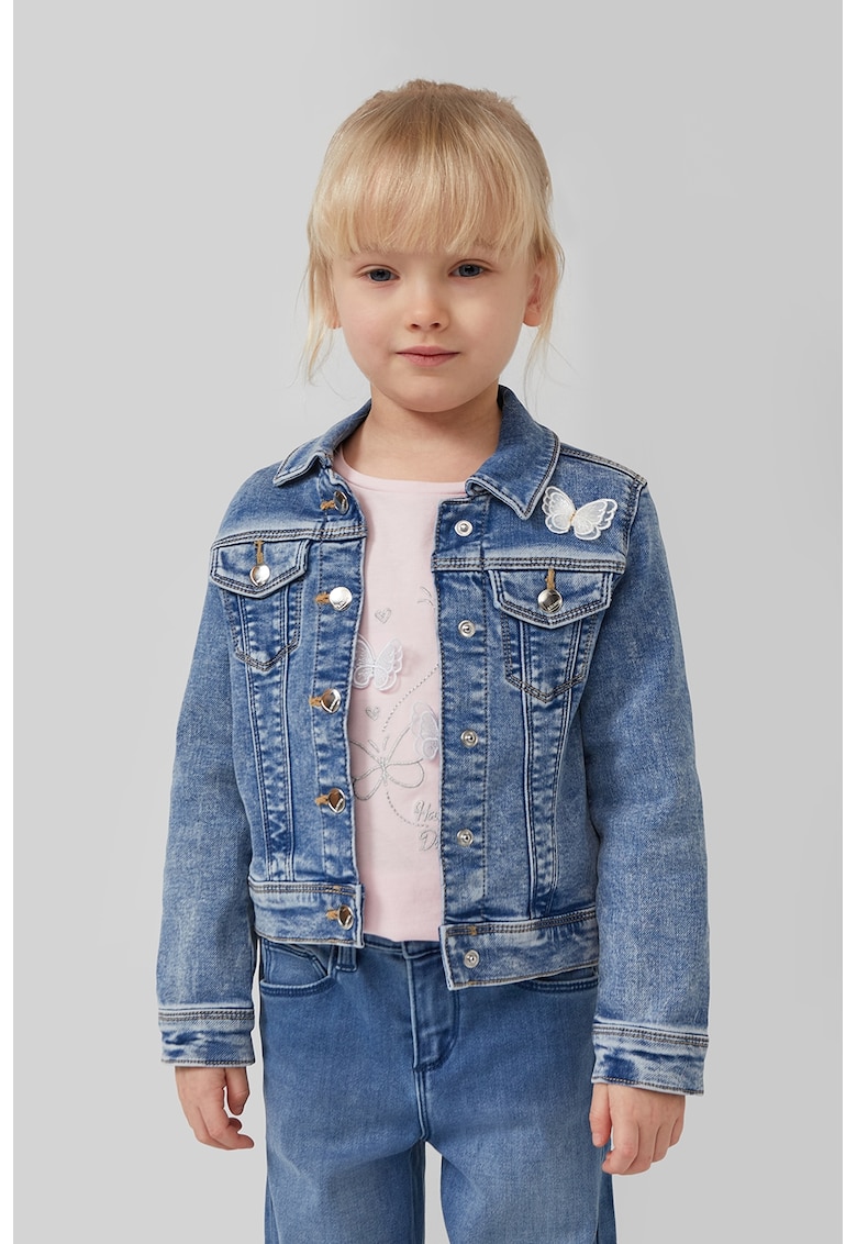 Jacheta din denim cu buzunare cu clapa - Albastru