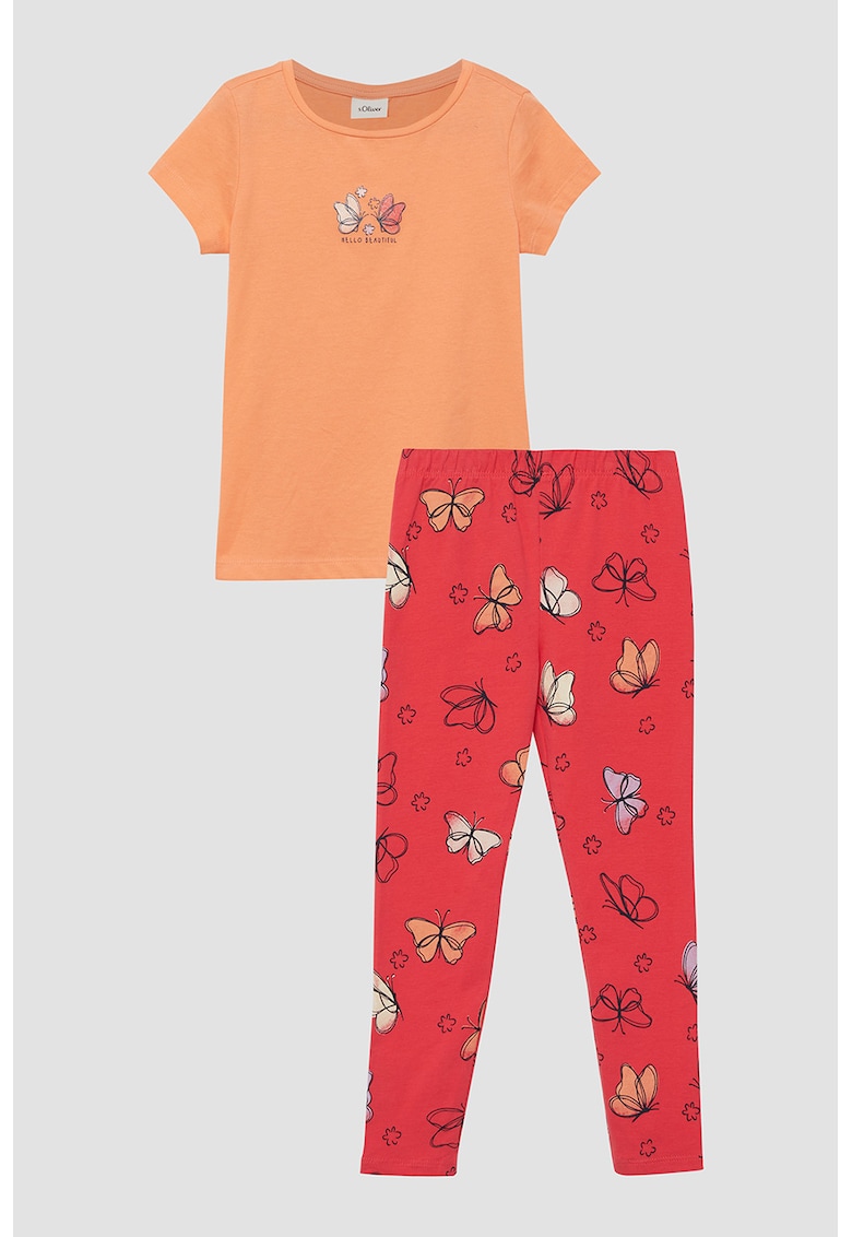 Set de tricou de bumbac cu model si colanti