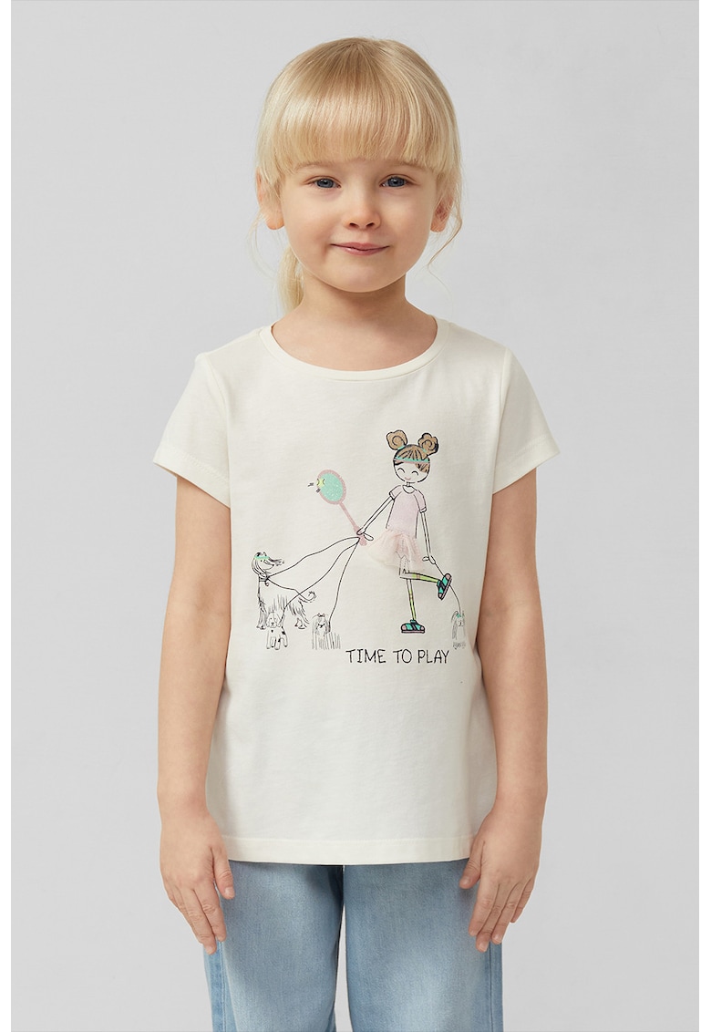 Tricou de bumbac cu imprimeu grafic - Alb murdar