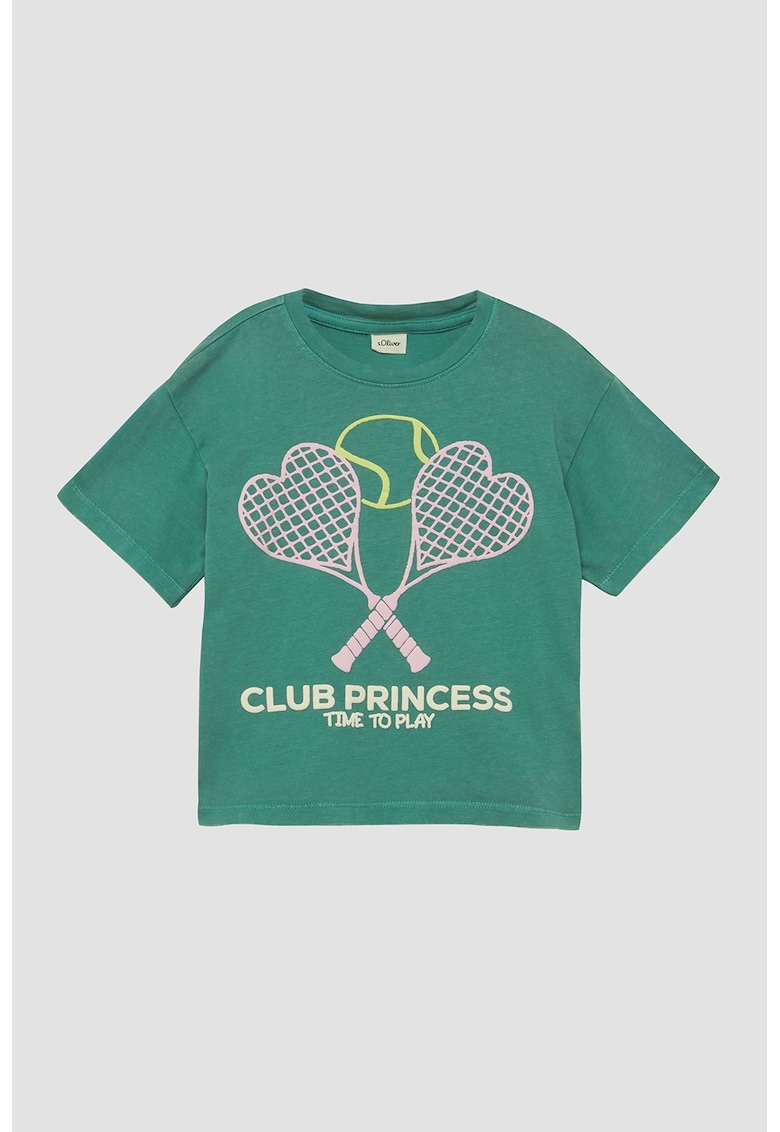 Tricou din bumbac cu imprimeu - Verde/Roz