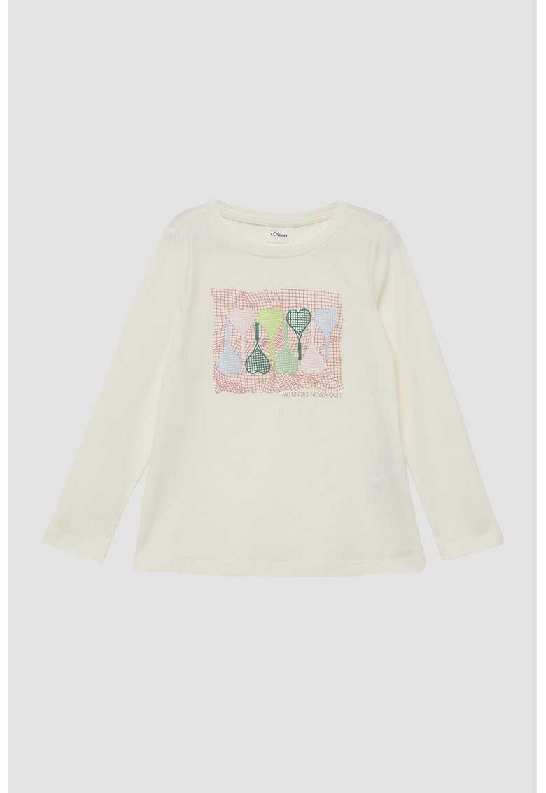 Bluza din bumbac cu imprimeu - Verde/Galben pai/Albastru