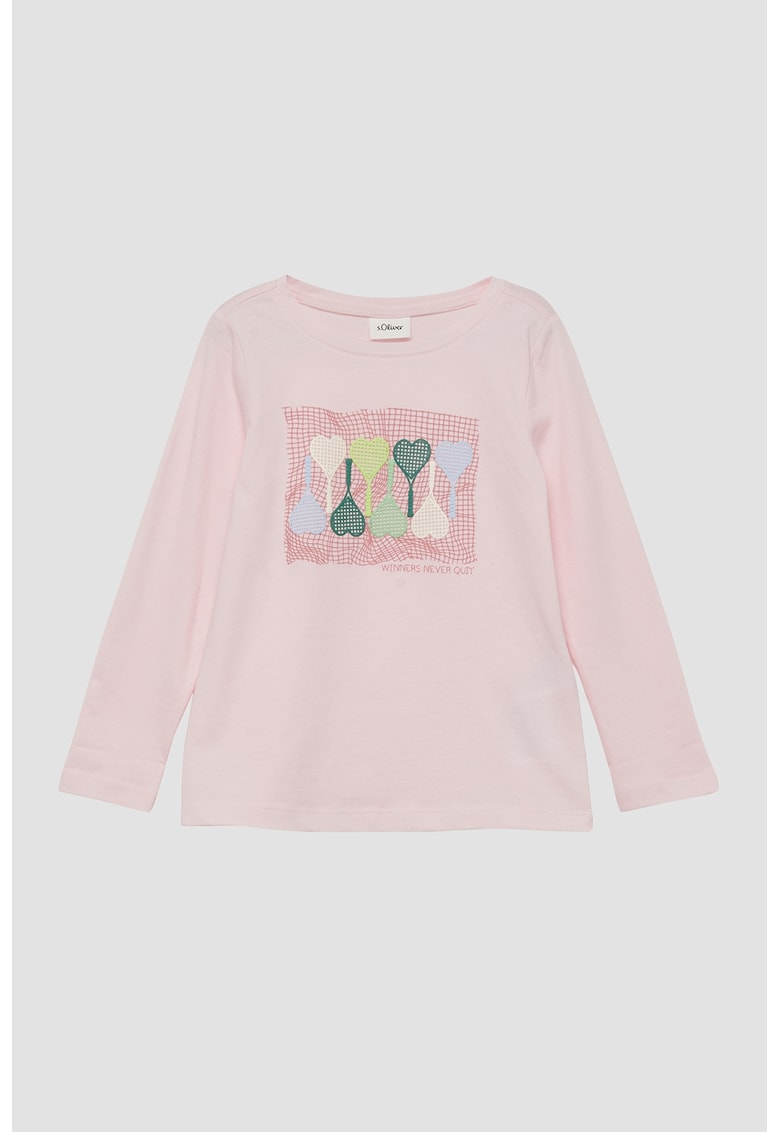 Bluza din bumbac cu imprimeu - Verde/Galben/Roz pal