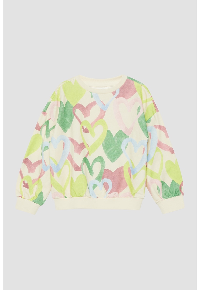 Bluza de trening lejera cu imprimeu cu inimi - Multicolor