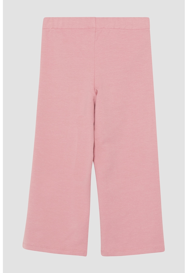 Pantaloni din amestec de bumbac cu banda elastica in talie - Roz pal