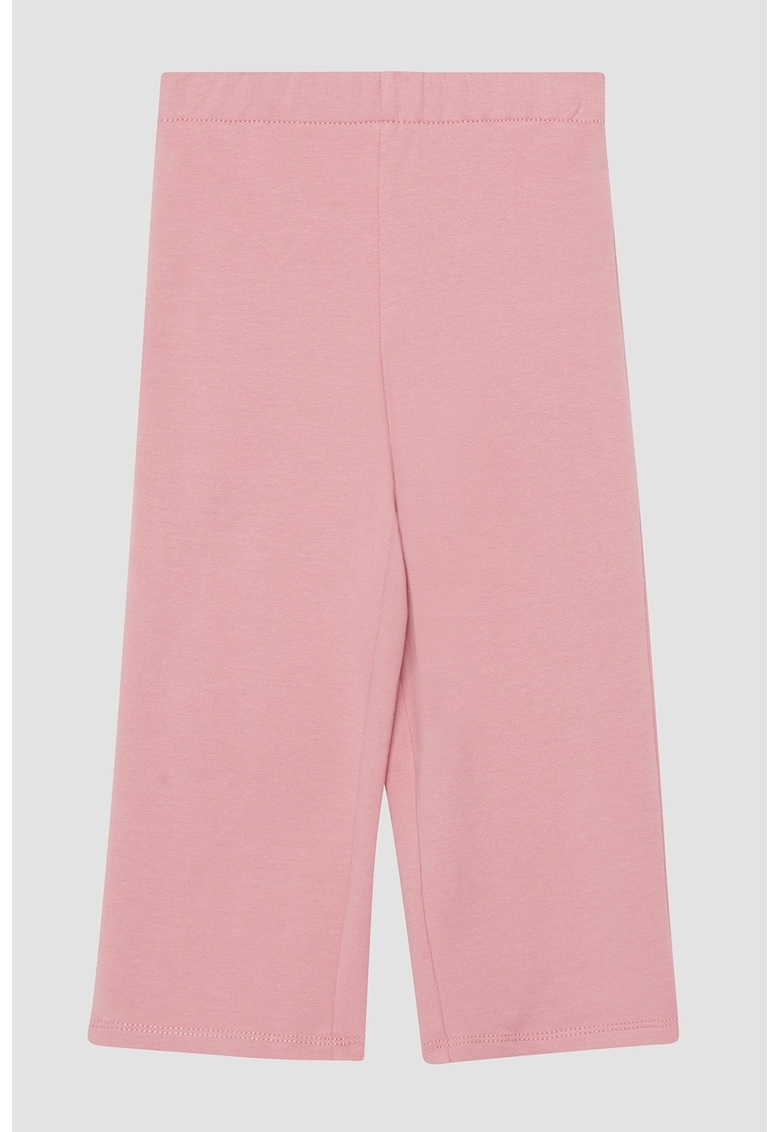 Pantaloni din amestec de bumbac cu banda elastica in talie - Roz pal