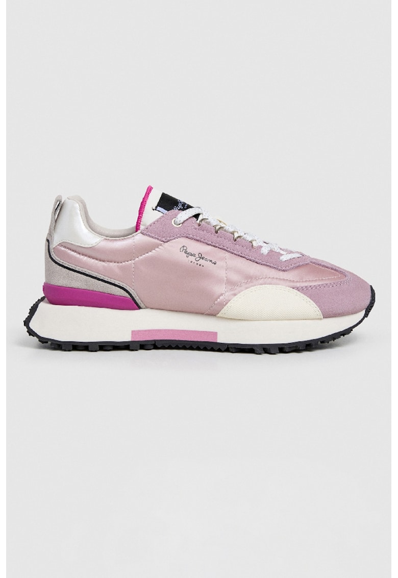 Pantofi sport low-cut cu insertii de material sintetic si garnituri de piele intoarsa - Fucsia/Roz pastel/Roz fandango/Alb murdar - Pepe Jeans London - imagine 1