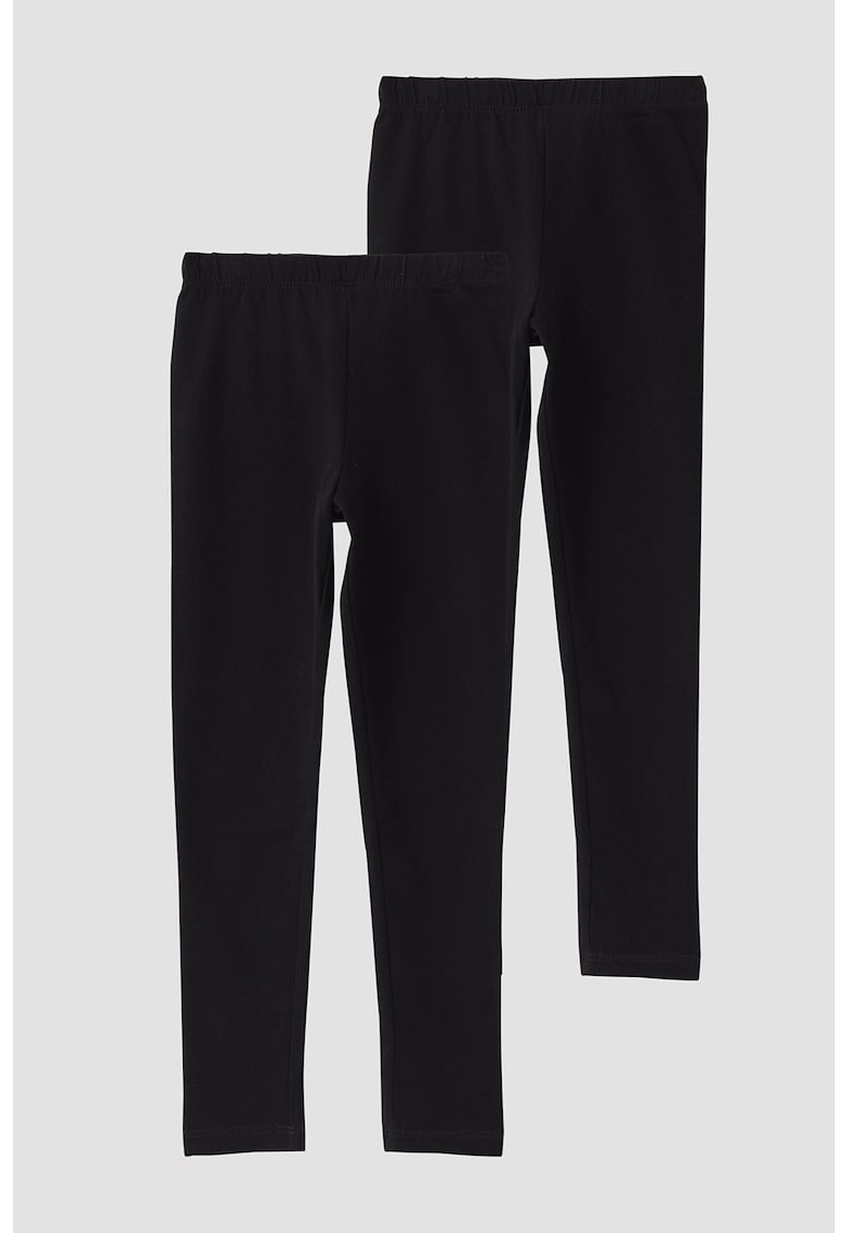 Set de colanti cu banda elastica in talie - 2 perechi - Negru