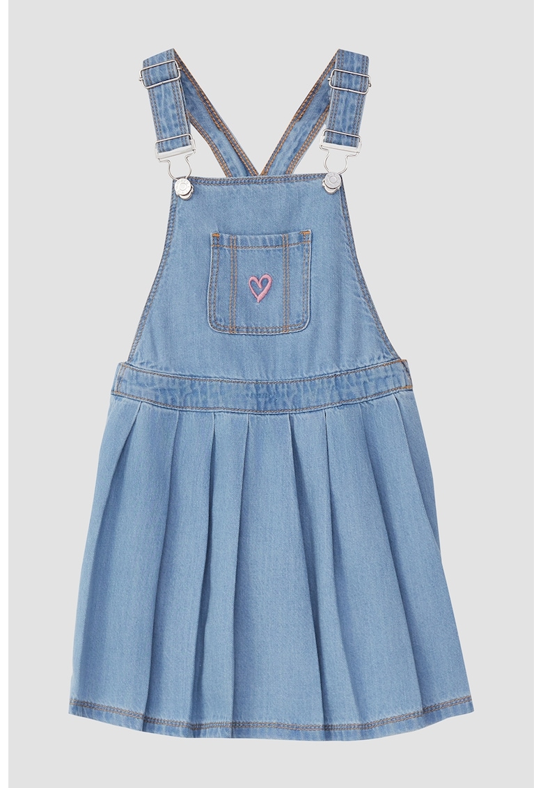 Rochie-sarafan din denim cu pliuri - Albastru pastel
