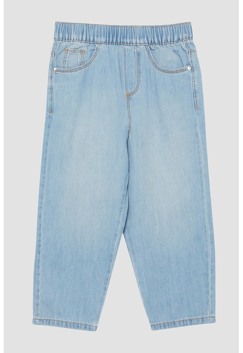 Blugi cu model uni si talie elastica - Albastru deschis