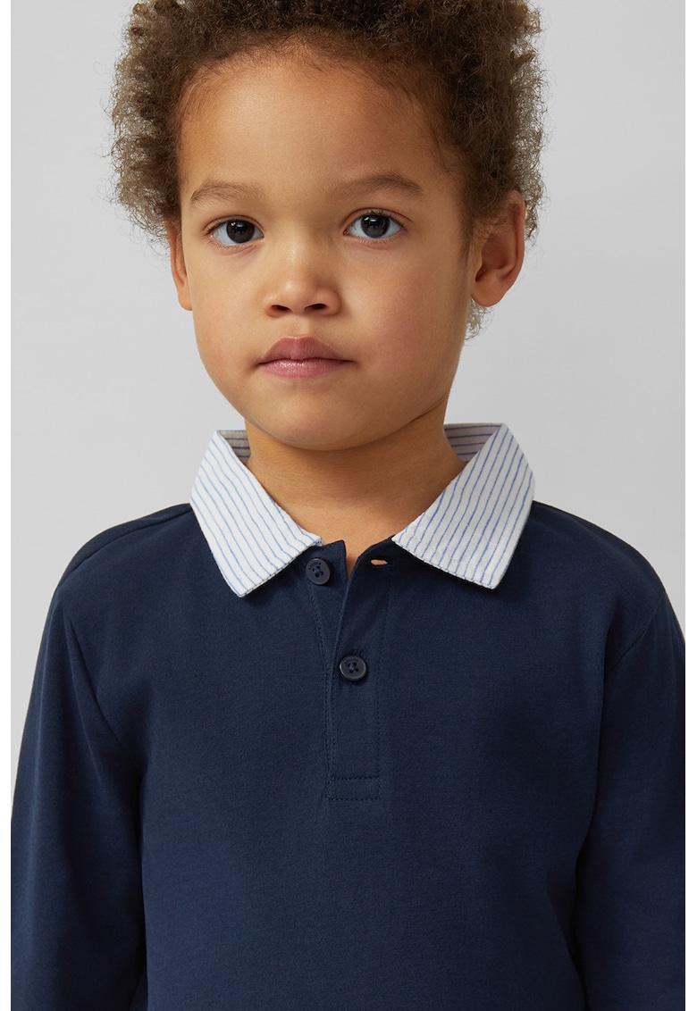 Bluza polo cu model 2in1 - Alb/Albastru