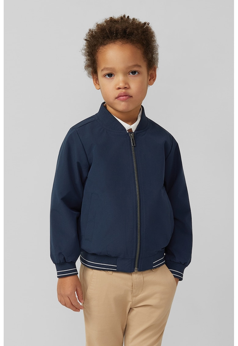 Jacheta bomber cu terminatii in dungi - Bleumarin