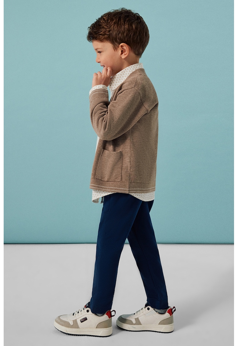 Pantaloni cu model uni si talie elastica - Bleumarin