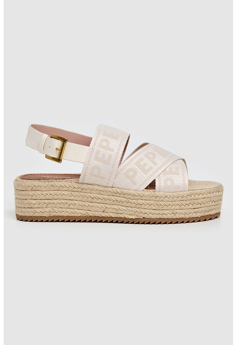 Sandale flatform - Auriu/Maro camel/Alb murdar