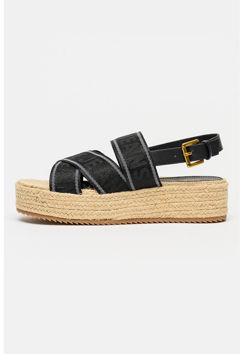Sandale flatform - Negru/Gri deschis