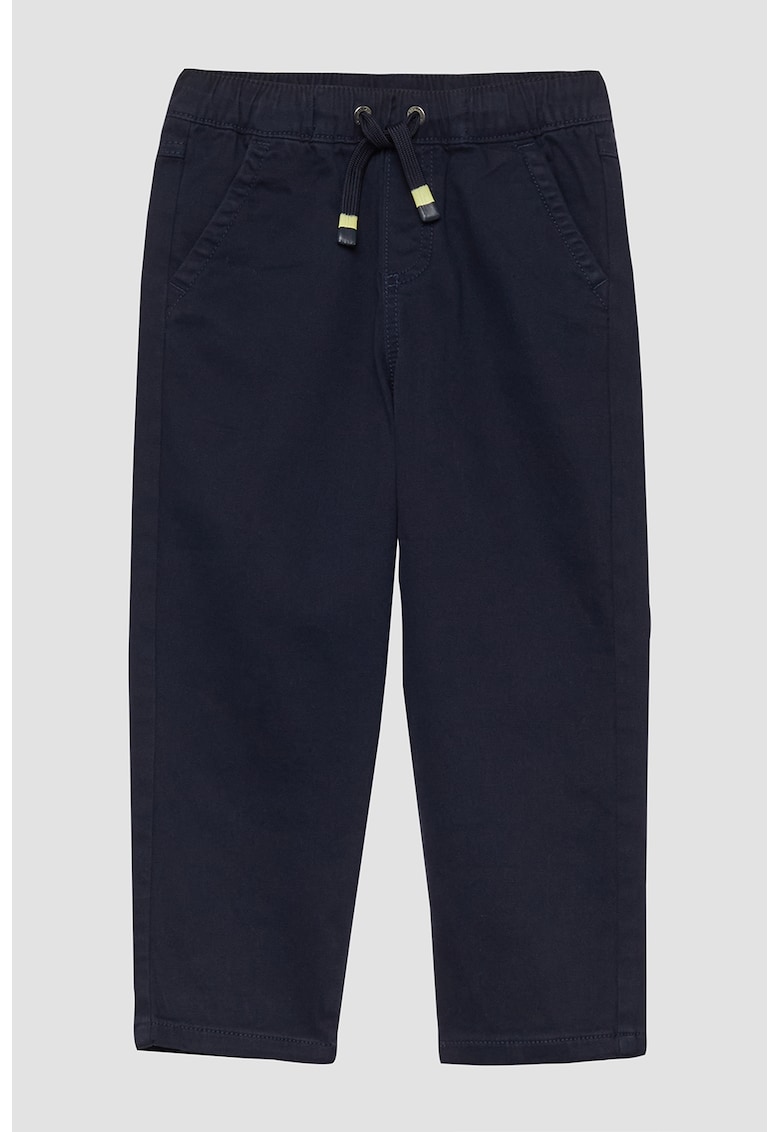 Pantaloni din amestec de bumbac cu model uni - Albastru ultramarin