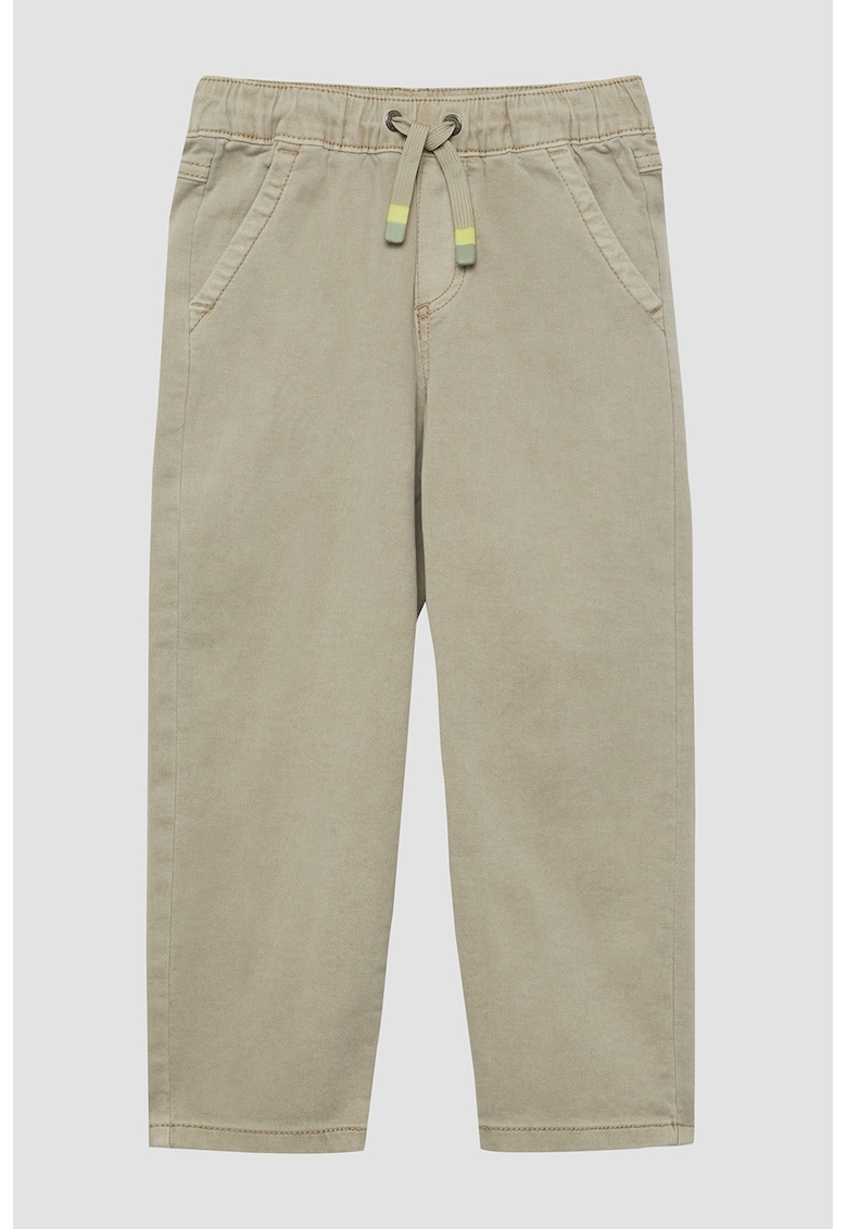 Pantaloni din amestec de bumbac cu model uni - Kaki