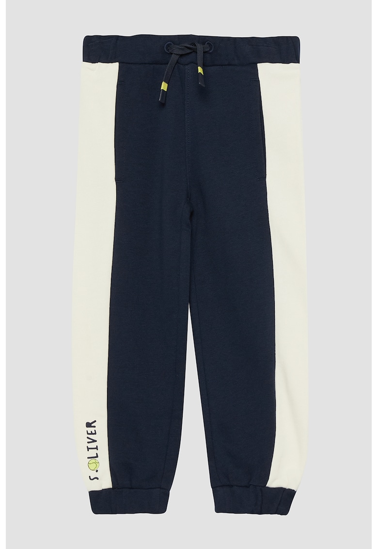 Pantaloni de trening cu model in doua tonuri - Alb/Bleumarin