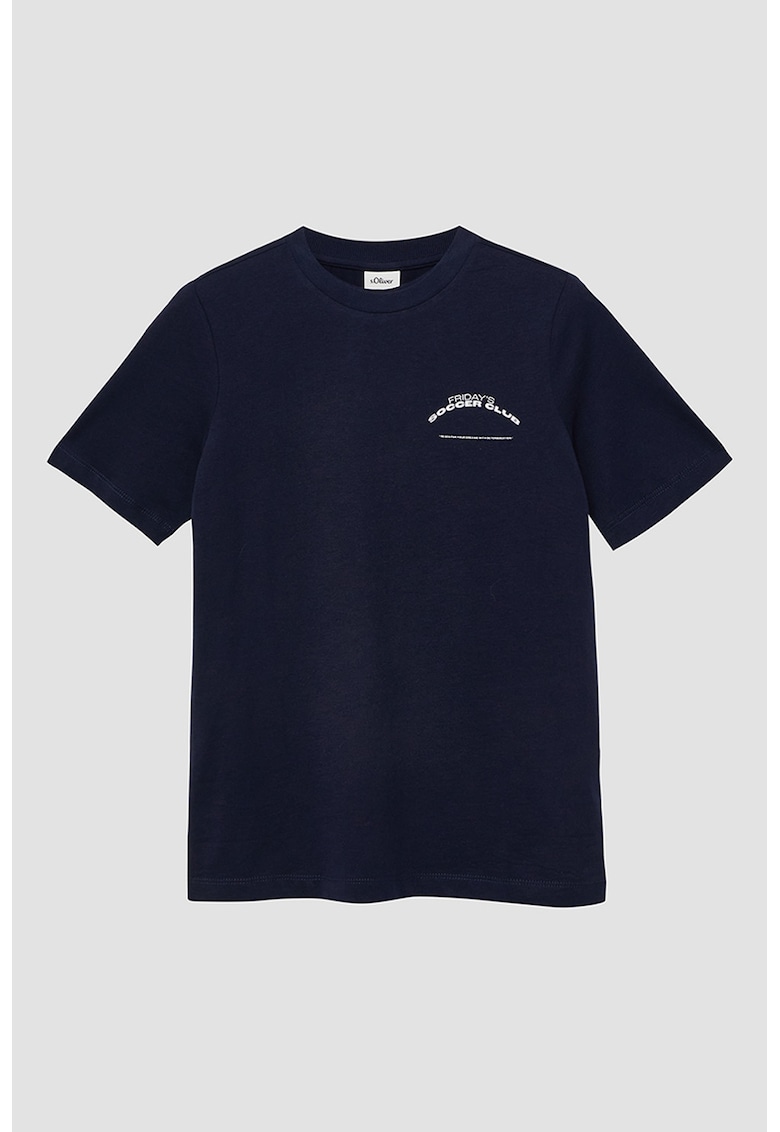 Tricou de bumbac cu decolteu la baza gatului - Negru