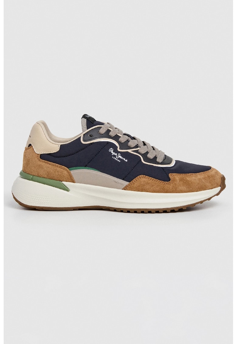 Pantofi sport cu garnituir de piele intoarsa - Caramel/Verde feriga/Bleumarin