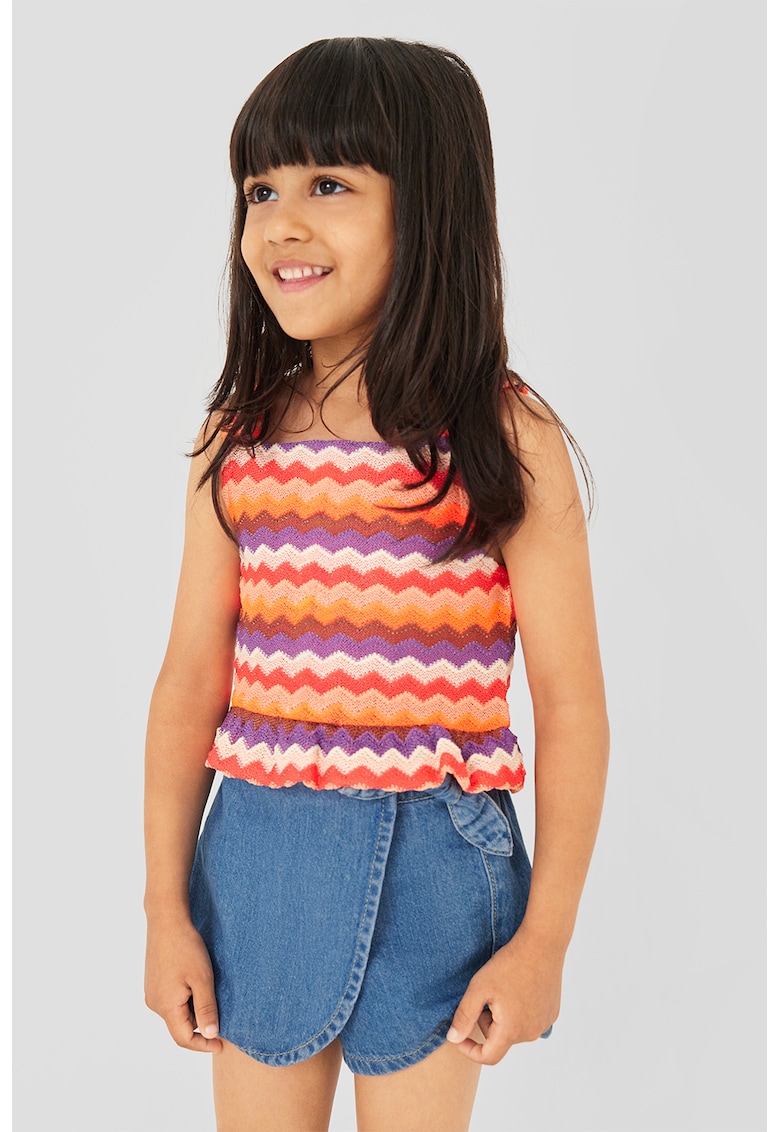 Fusta-pantalon scurta din denim cu banda elastica in talie - Albastru