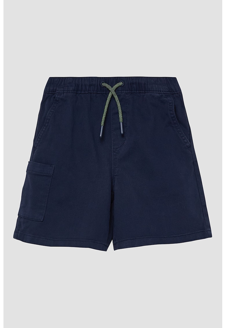 Pantaloni scurti din amestec de bumbac cu snur - Bleumarin
